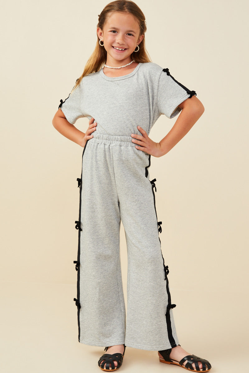 Bow Trim Side Joggers - Grey