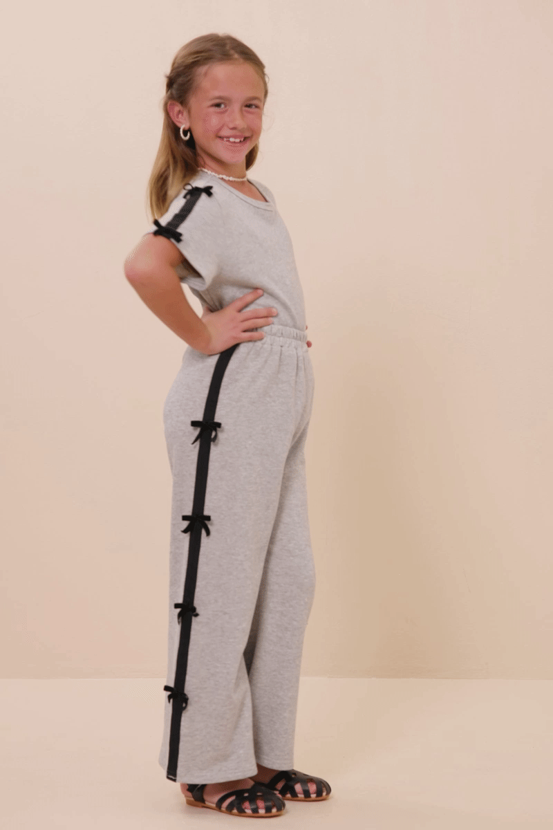 Bow Trim Side Joggers - Grey