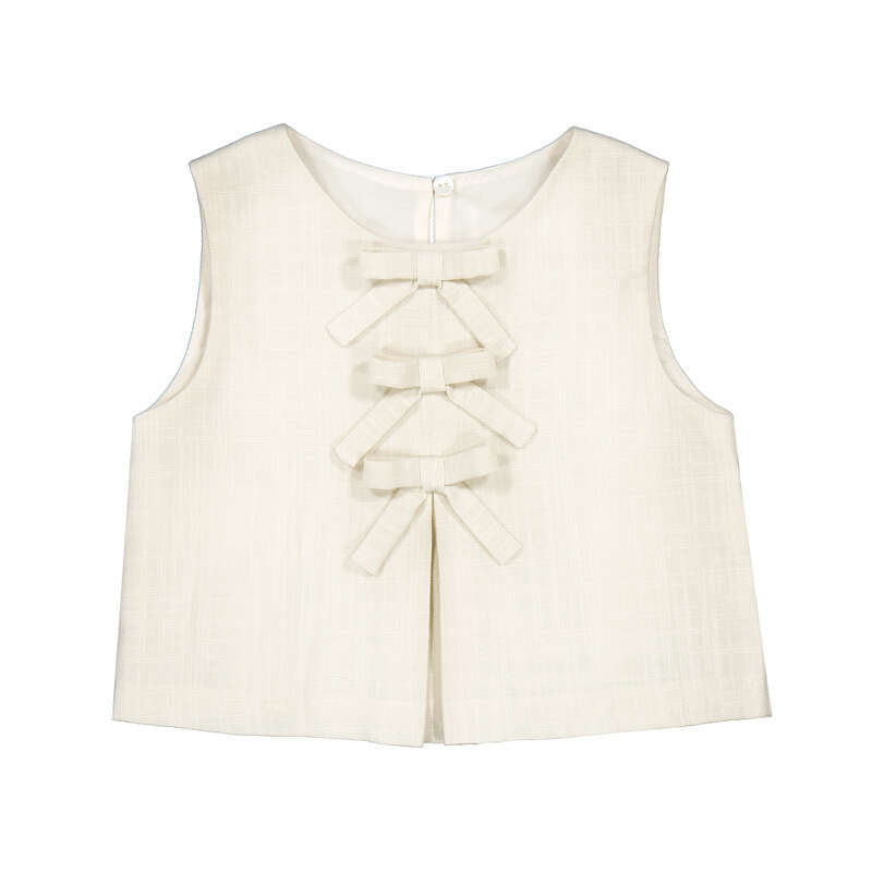 Ivory Linen Top w Bows