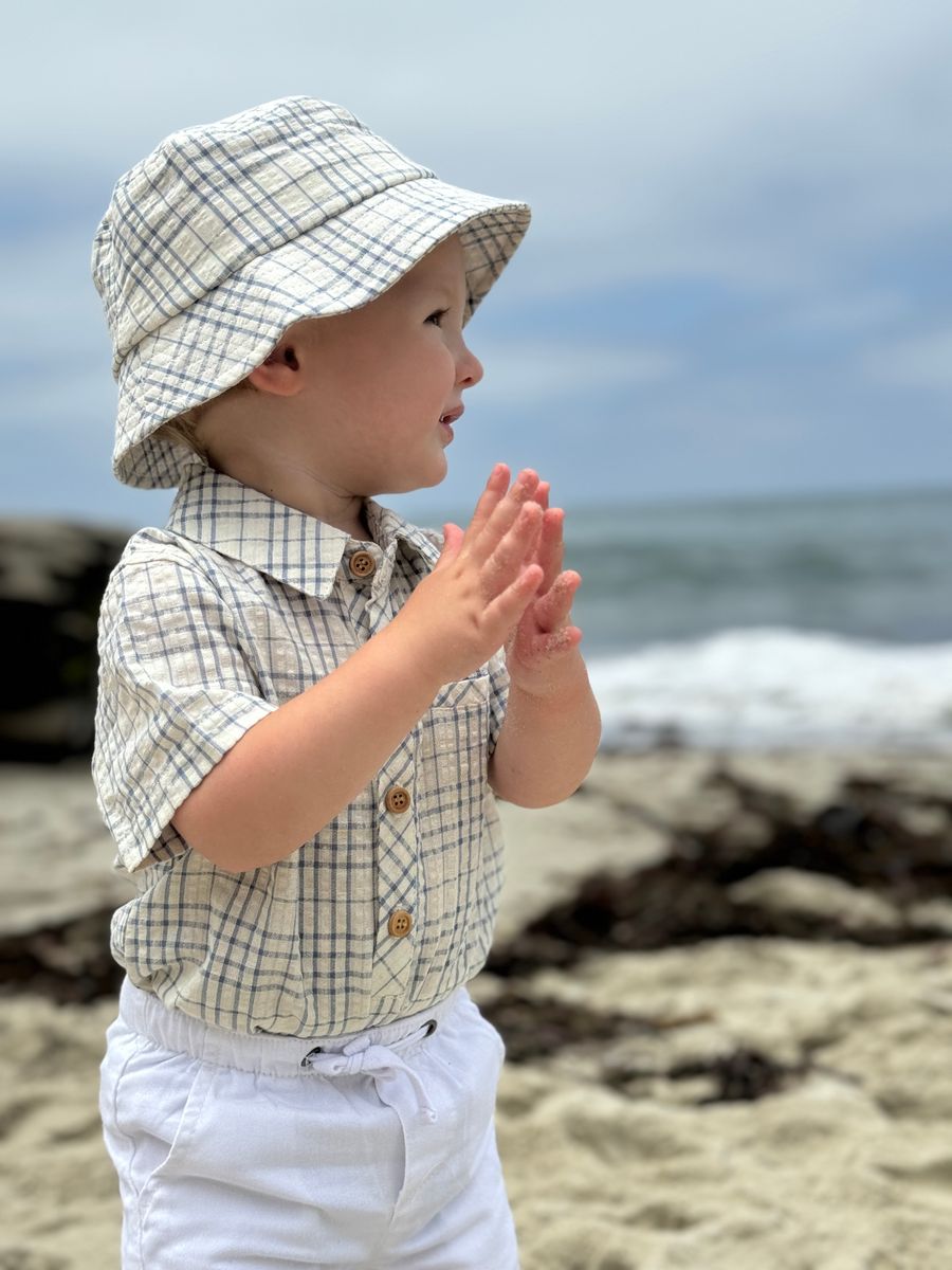 Helford Onesie - Chambray & Cream Plaid