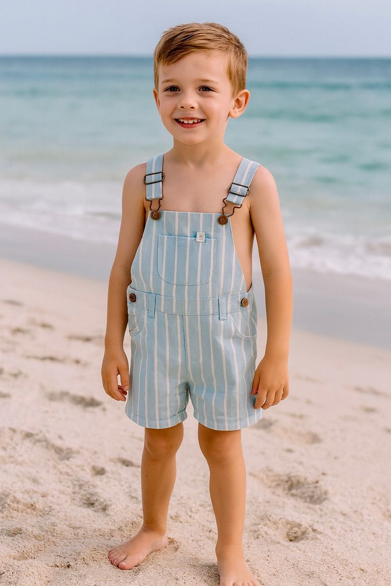 Galleon Overalls - Chambray Stripe
