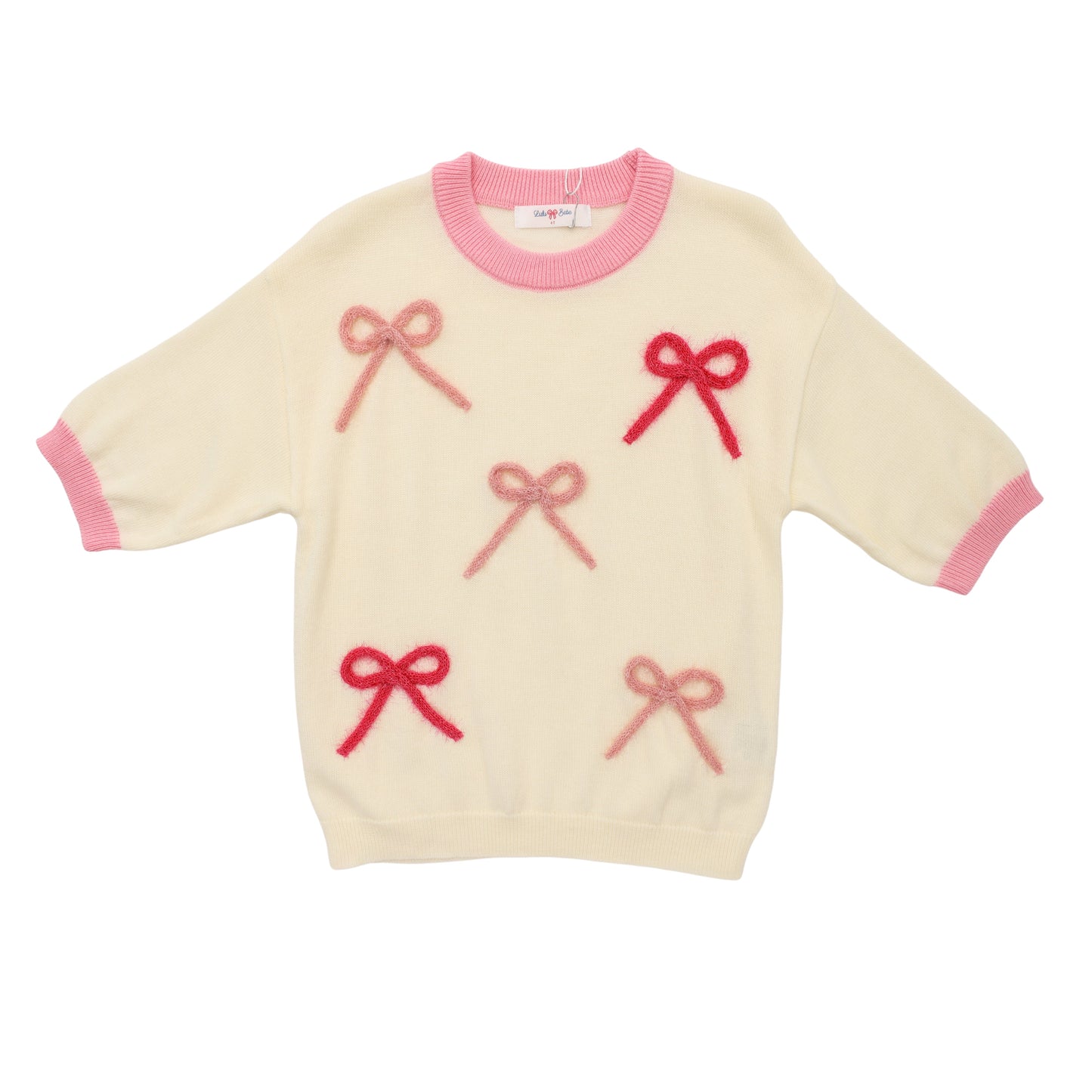 Pink Bows Cream Sweater