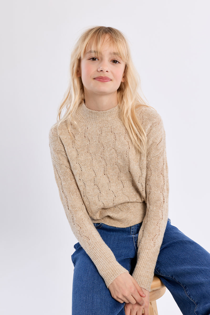 Golden Beige Knitted Sweater-MT2337