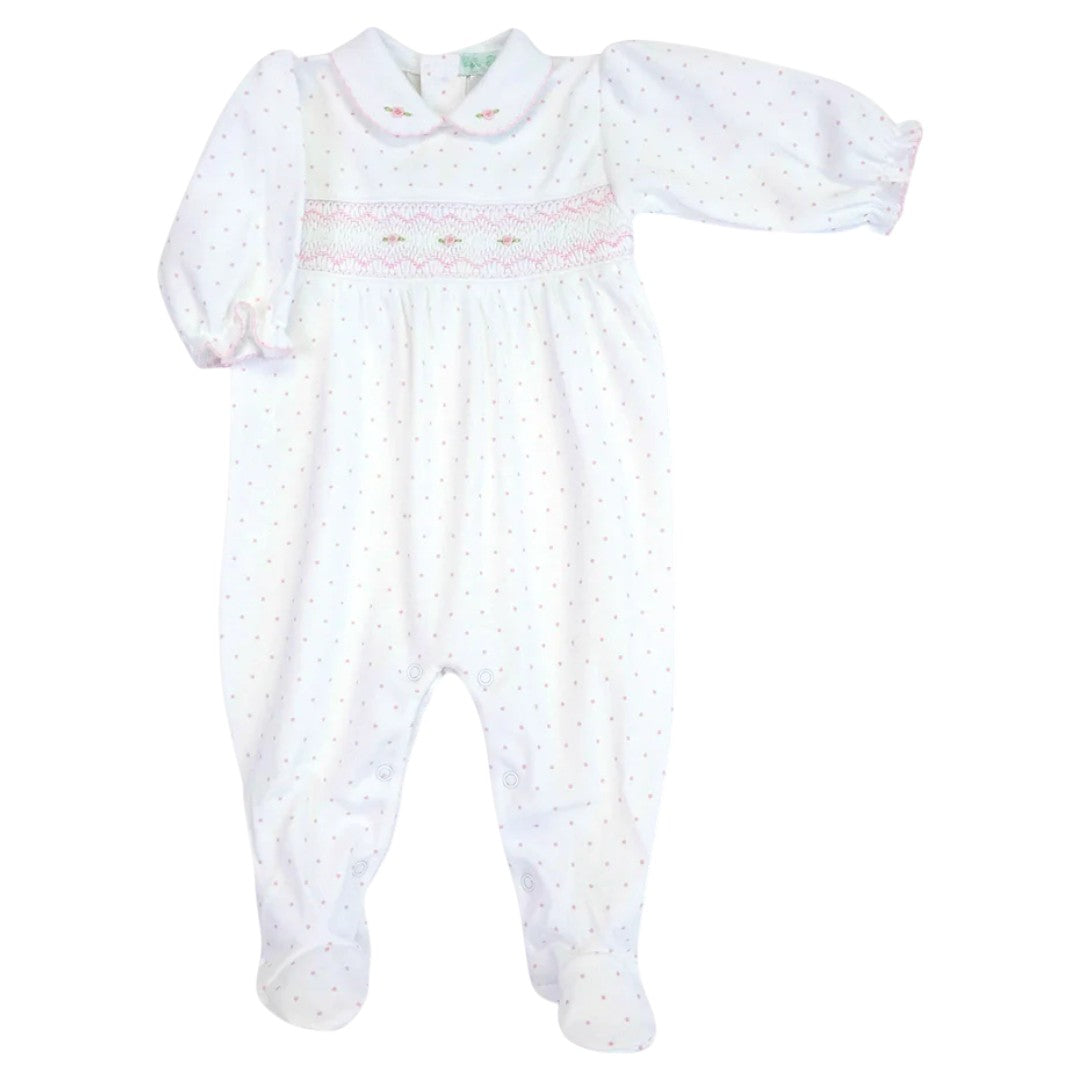 Rosebuds Dots Smocked Footie