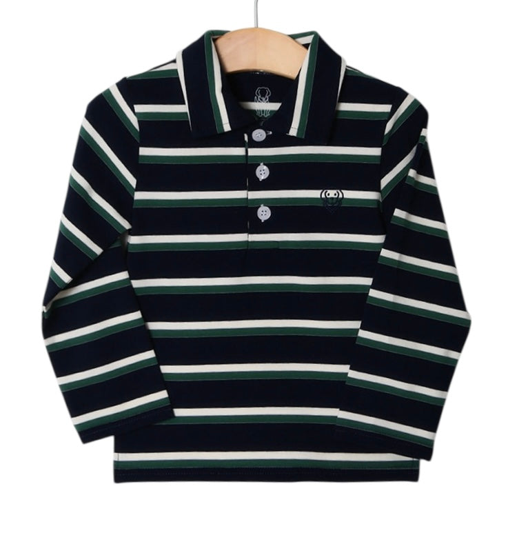 Emmet LS Shirt-Nv/Green Stripe
