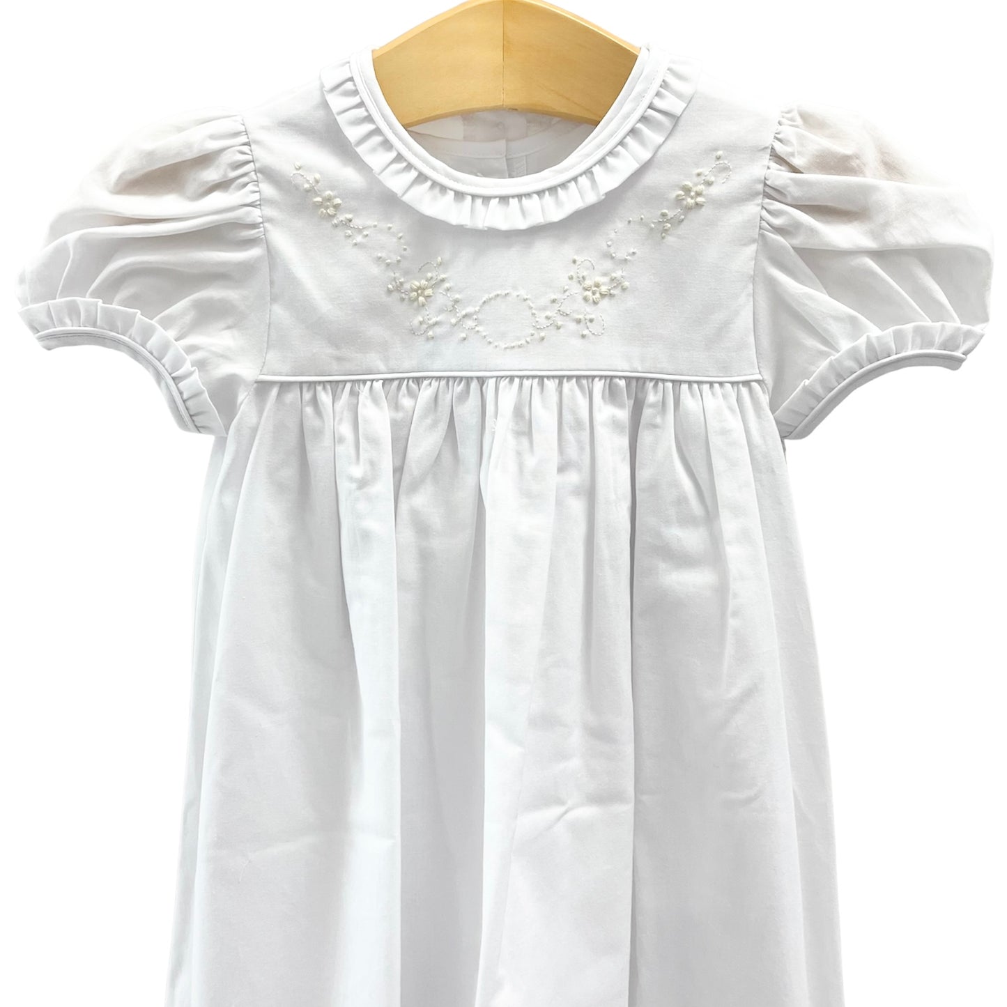 Wht/Ecru Dot Christening Gown