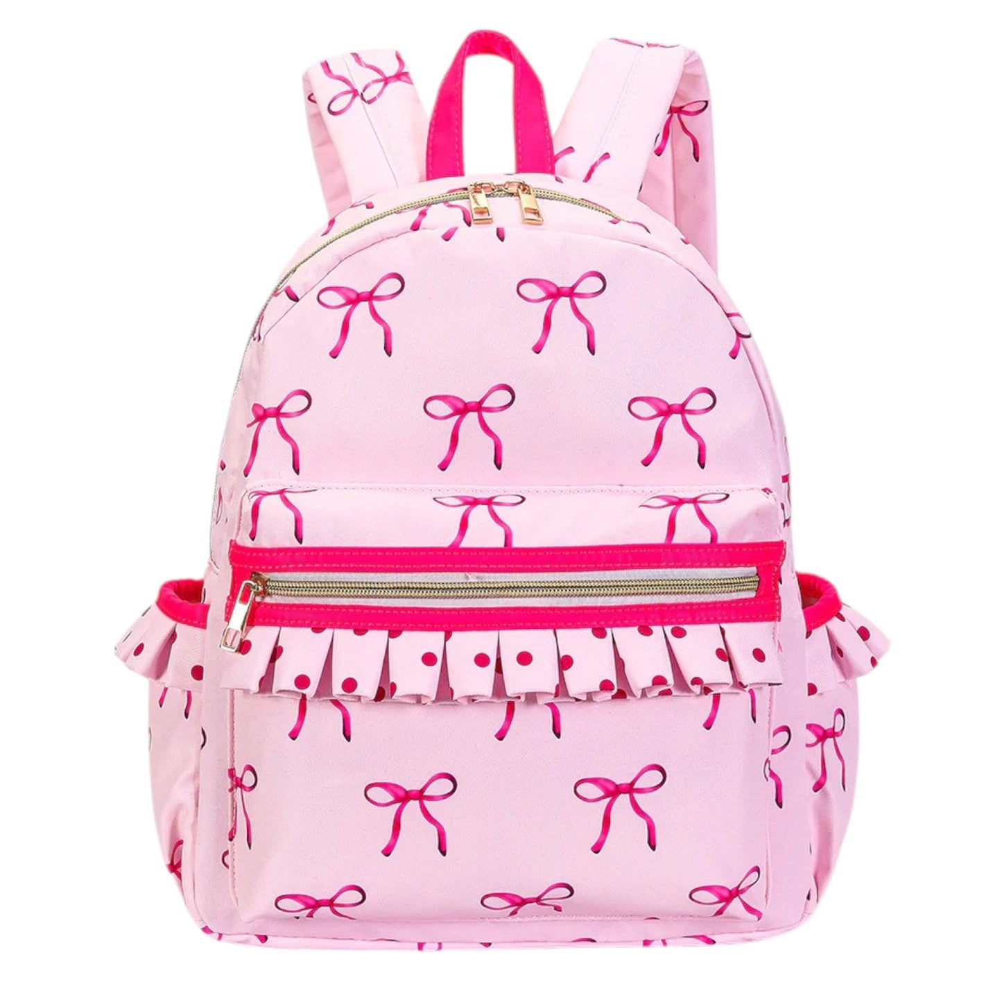 Bow Print Ruffle Backpack