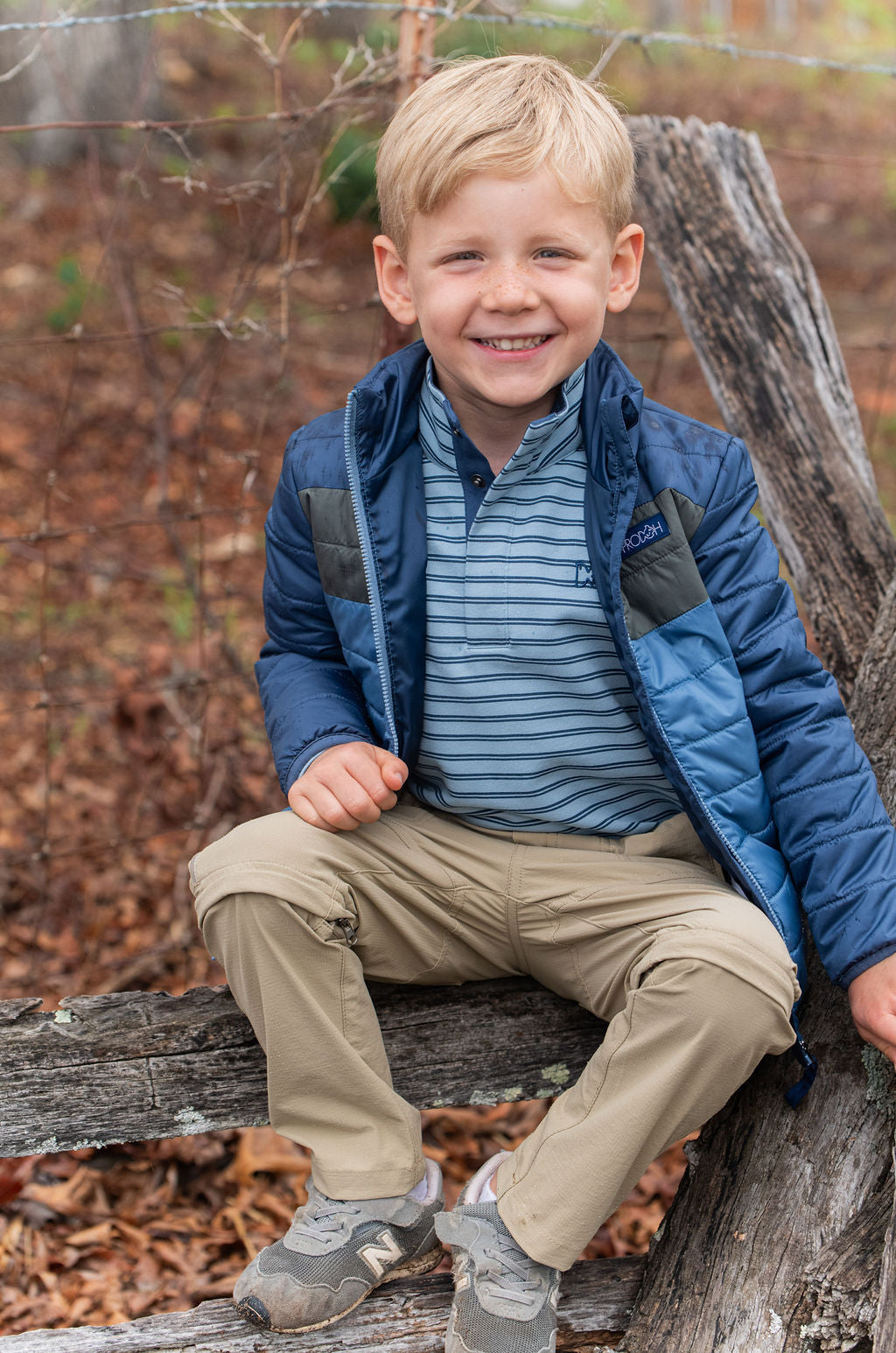 Colorblock Puffer Jacket - Denim Blue