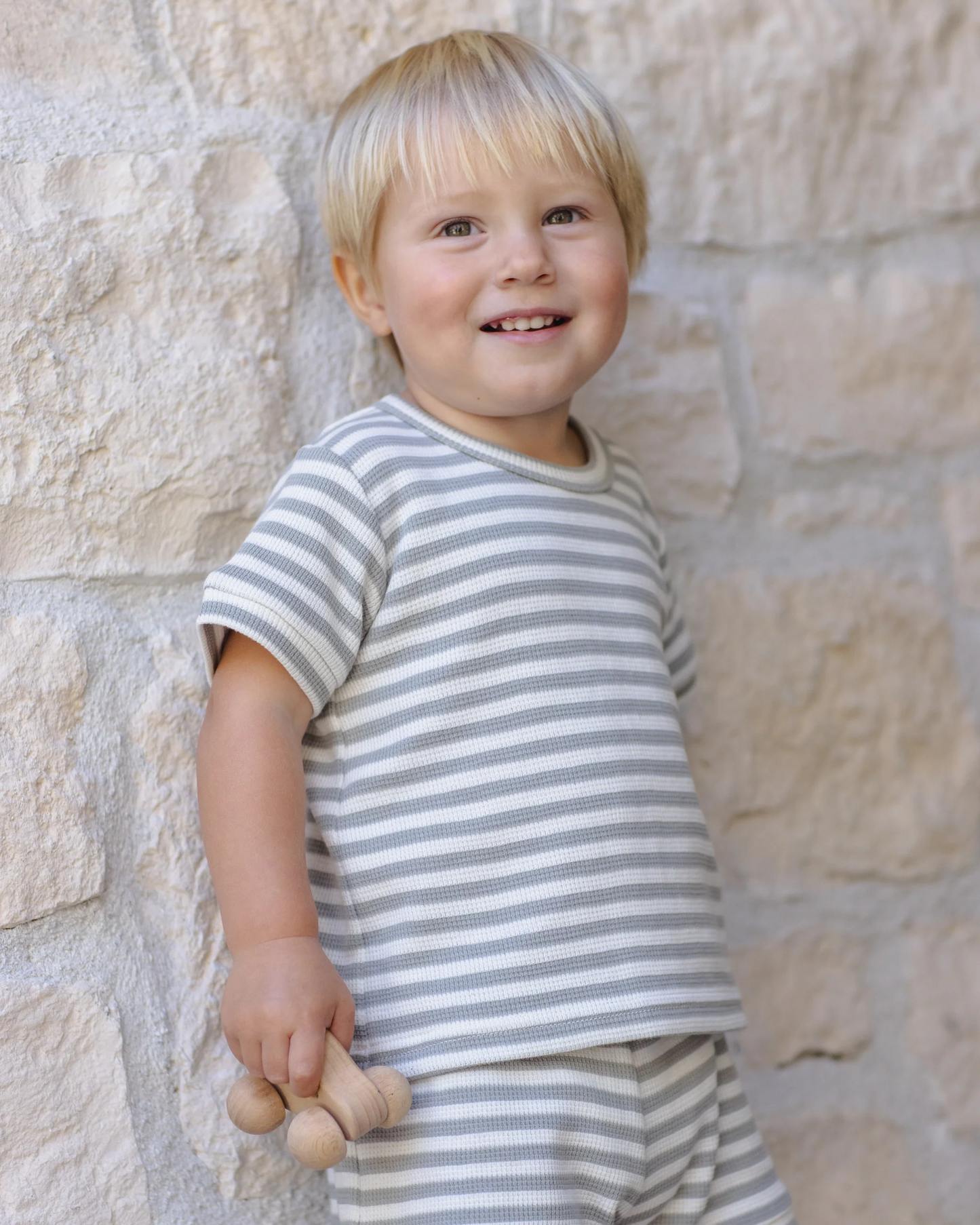 Waffle Shortie Set - Sage Stripe