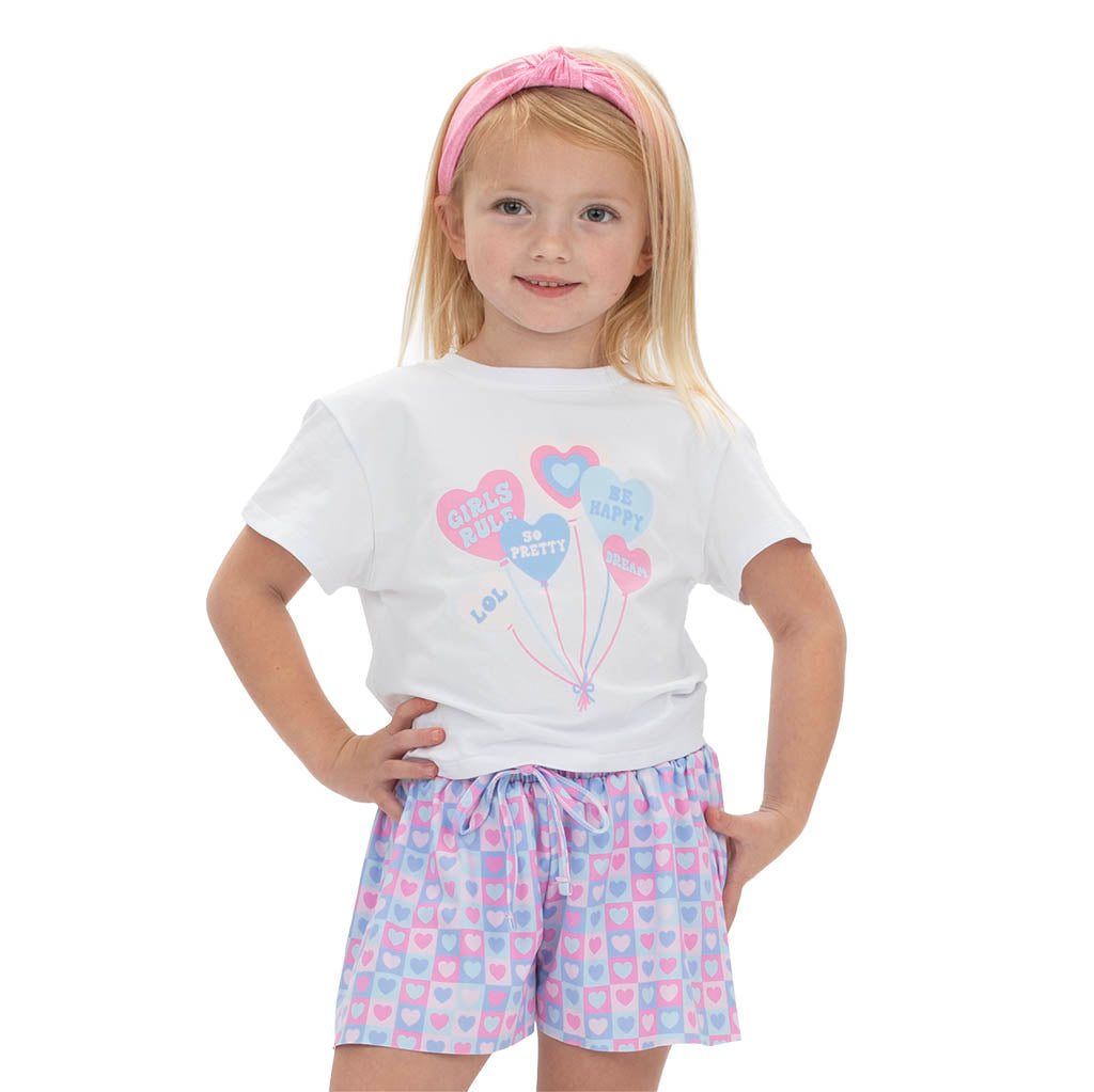 Girls Rule Balloon Hearts Tee