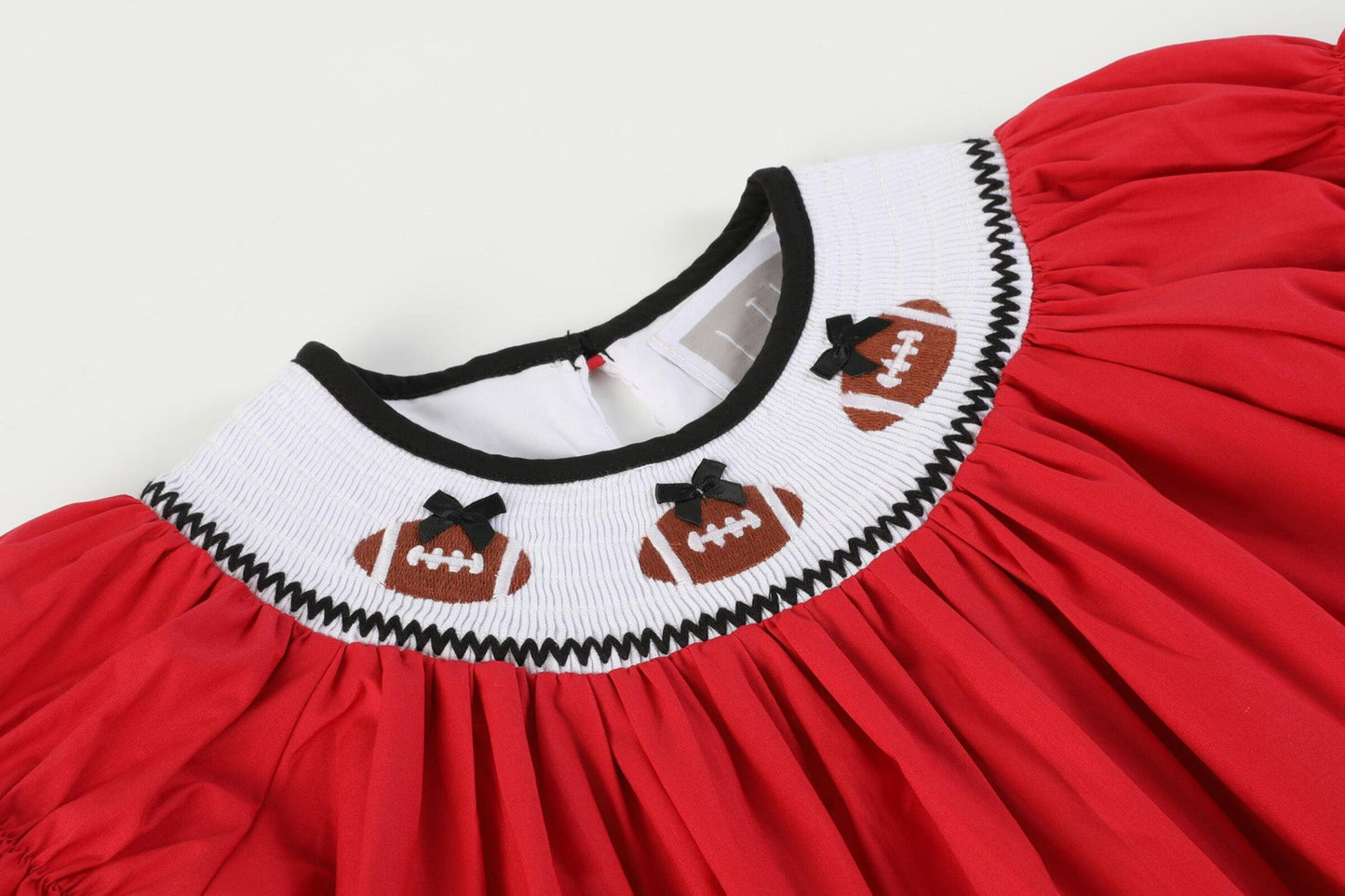 Red/Black Football Smocked Dress