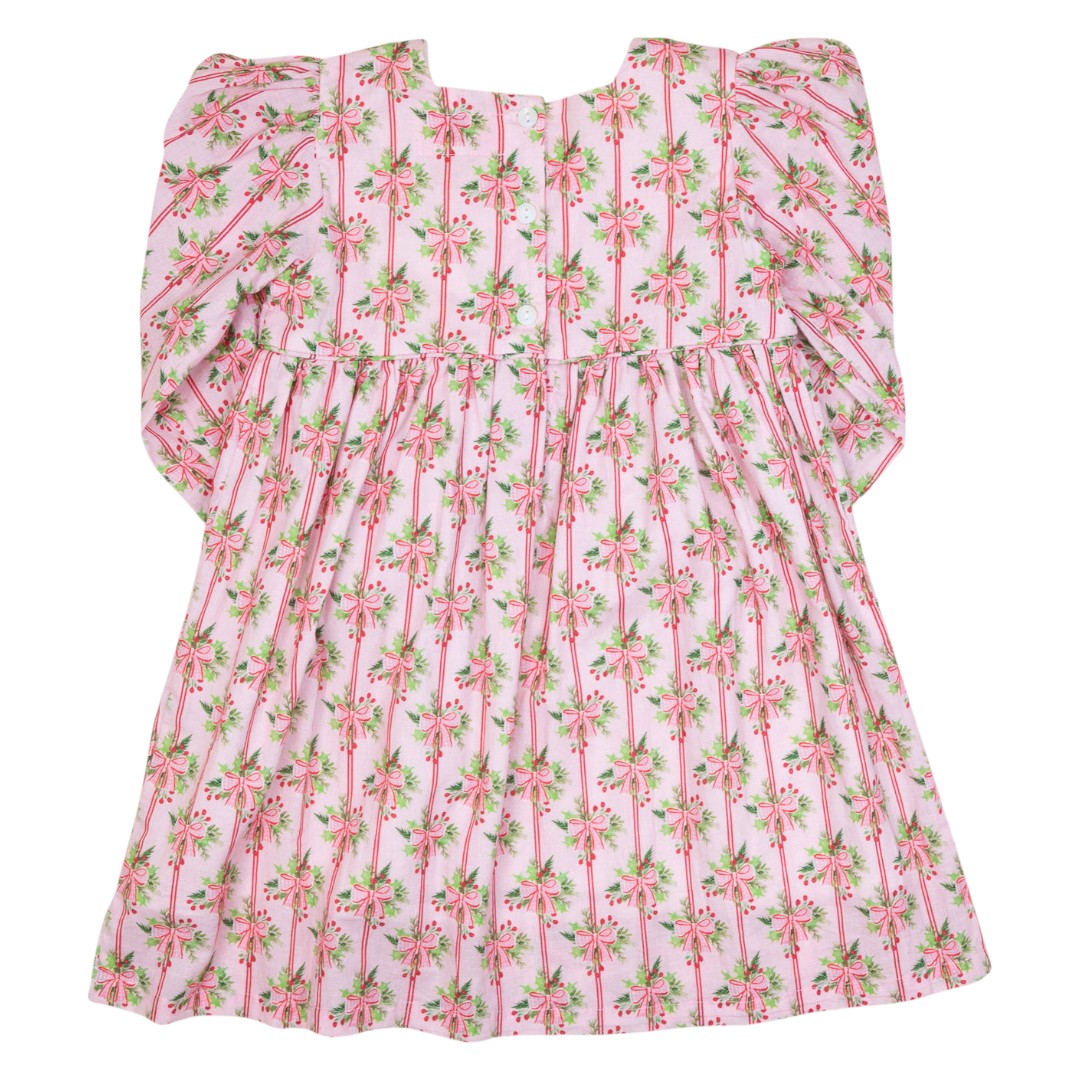 Holiday Bow Striped Dress