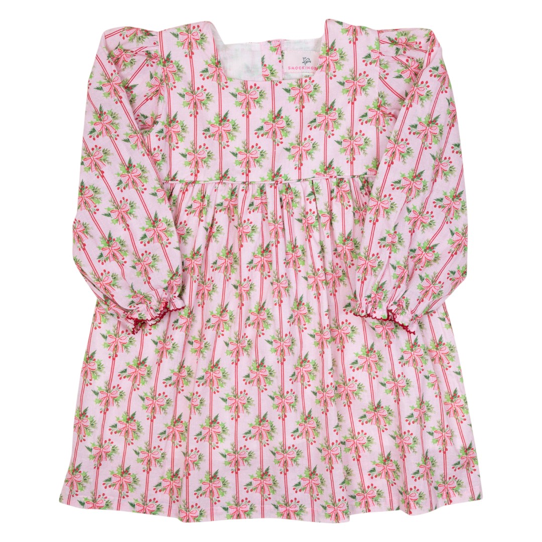 Holiday Bow Striped Dress