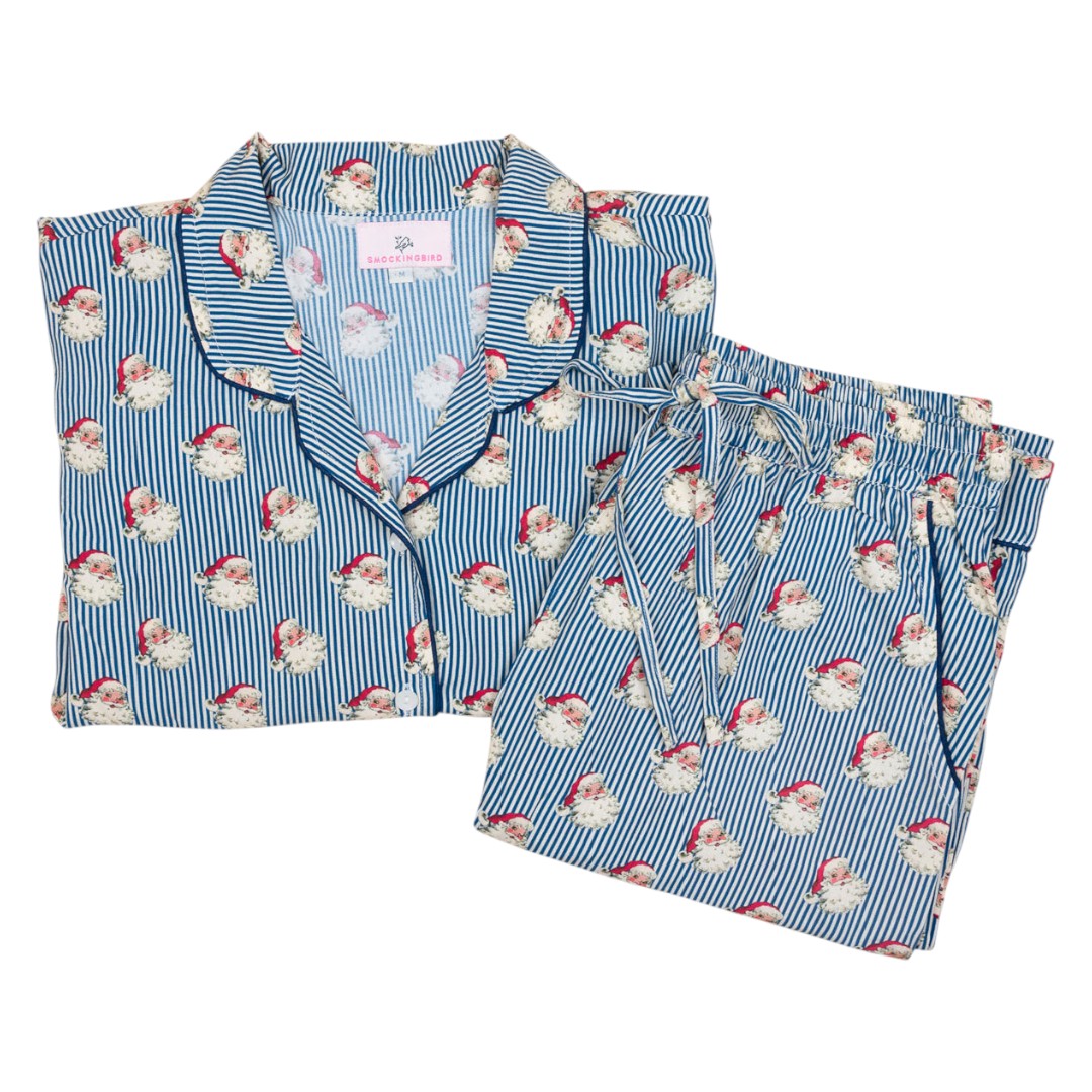 Navy Stripe Vintage Santa PJs