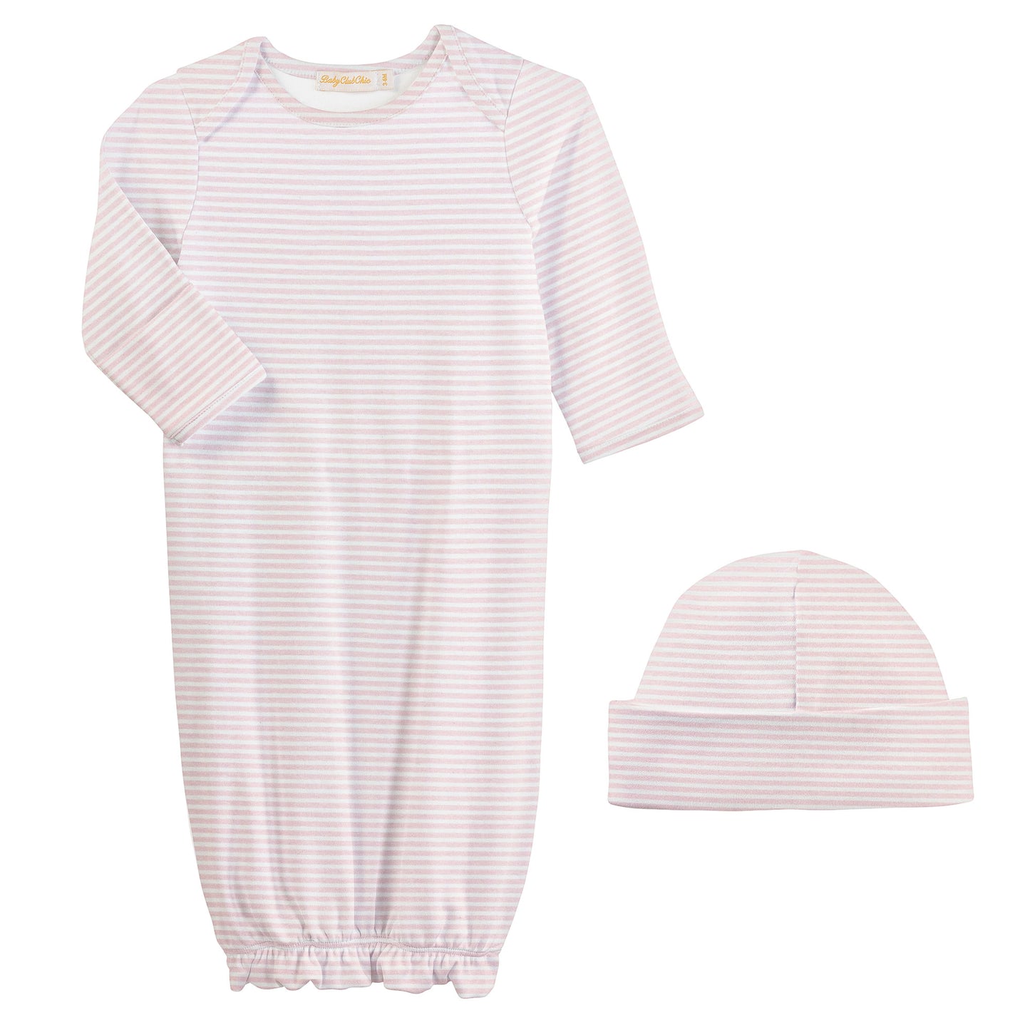 Gown & Hat Set-Pink Stripes-21248