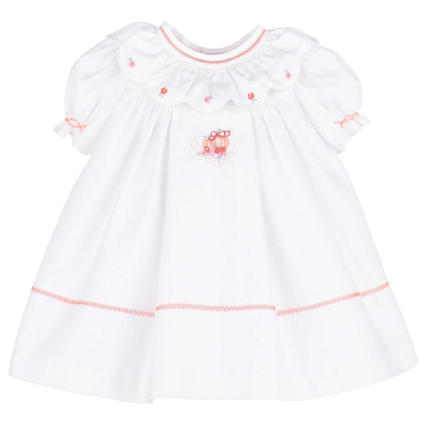Pumpkin Ruffle Dress - White
