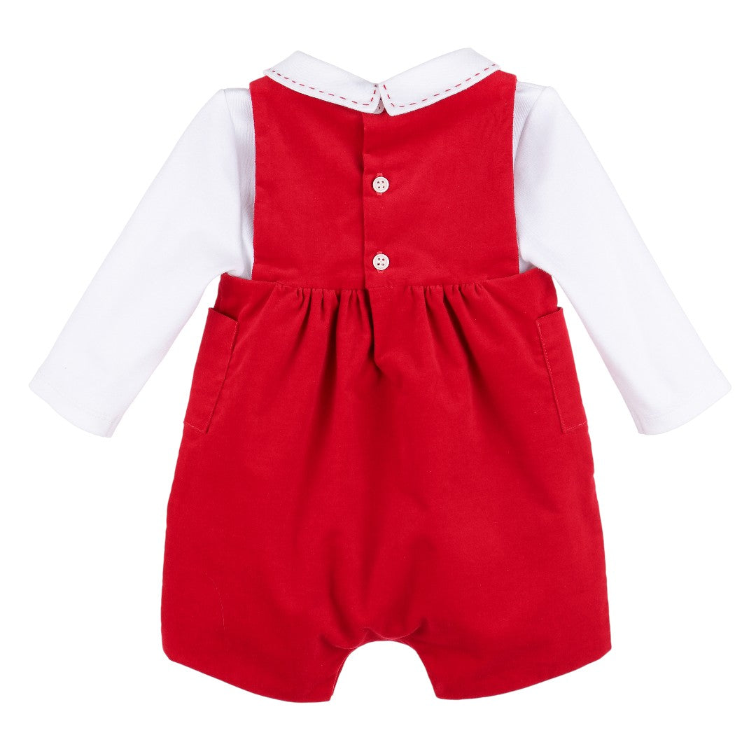 Holly Jolly Velvet Overall - Red