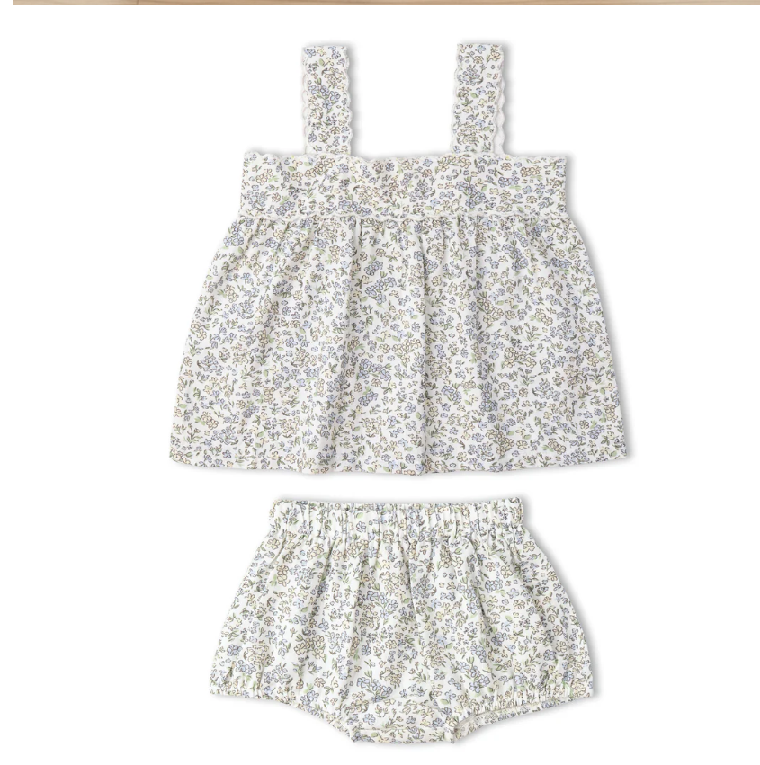 Organic Scalloped Bloomer Set-Tulle Floral