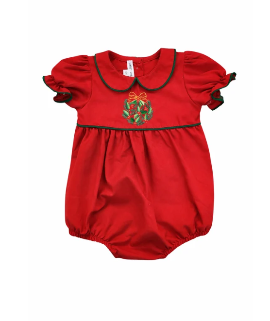 Holly Ornament Emb Red Bubble