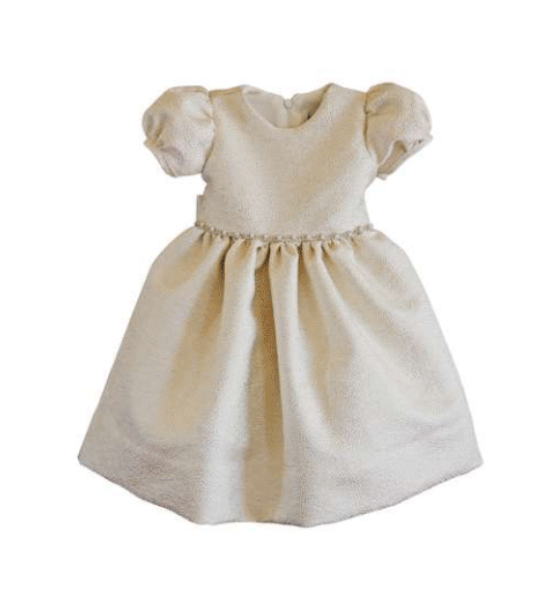 Ivory/Gold Sparkle Puff Sleeve Dress