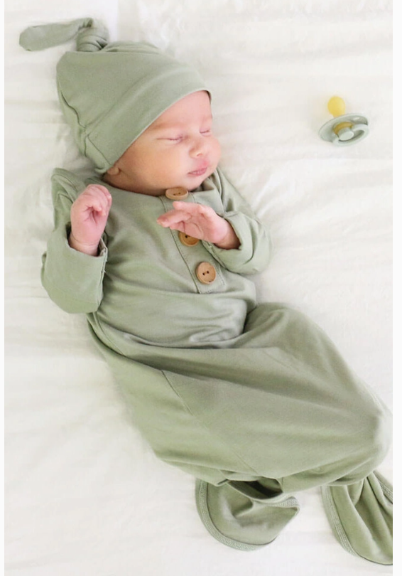 Solid Baby Knot Gown & Hat