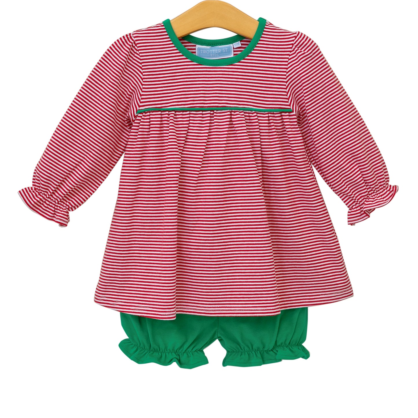 Ellie Bloomer Set - Red Stripe/Green