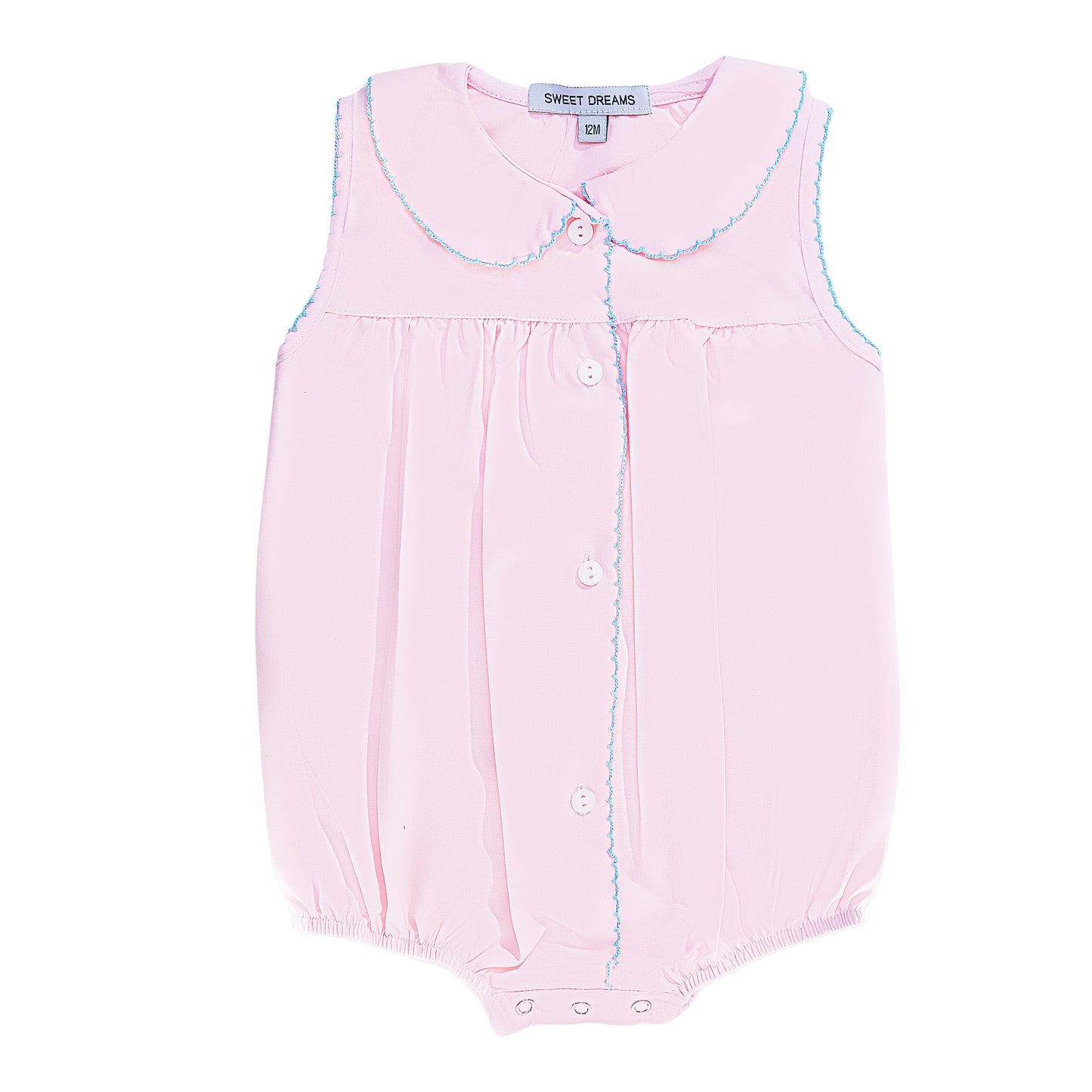 Pink W/ Blue Picot Trim Bubble