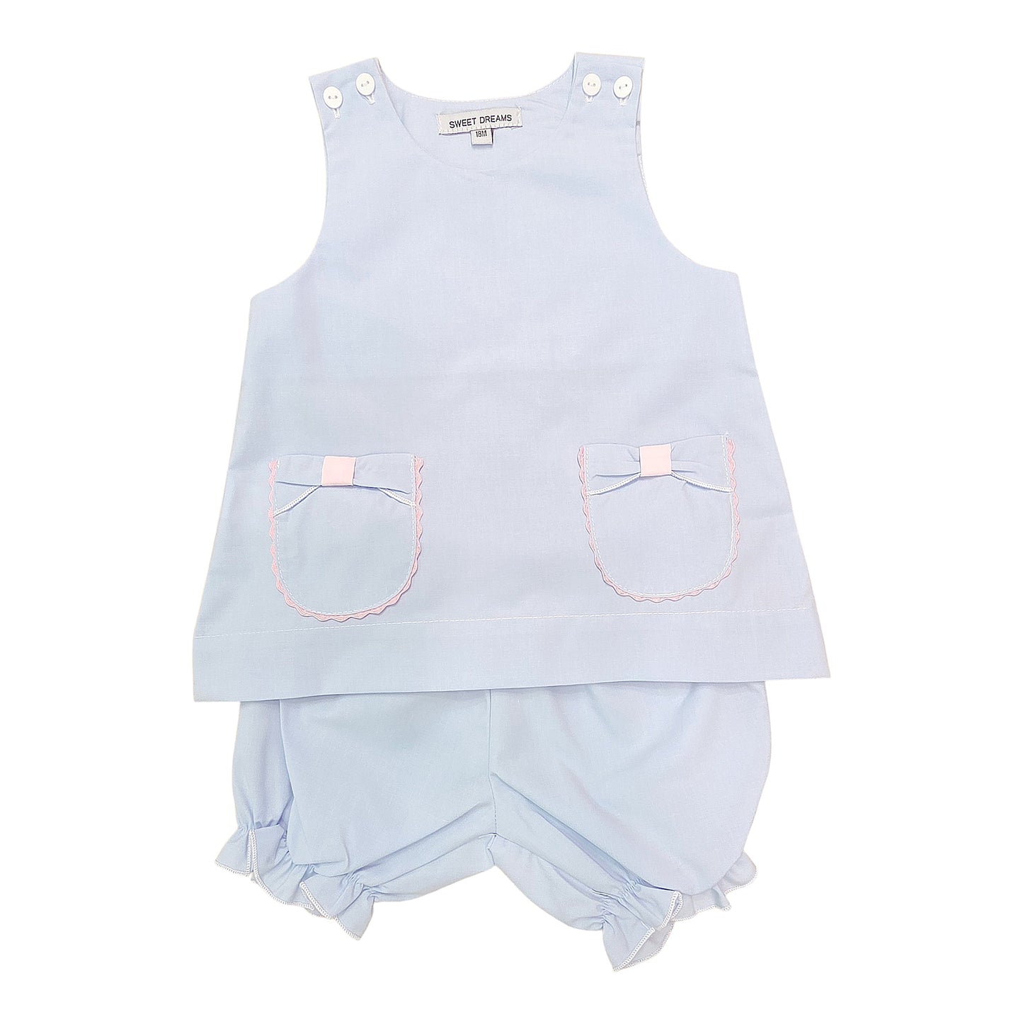 Blue Bow Pocket Bloomer Set
