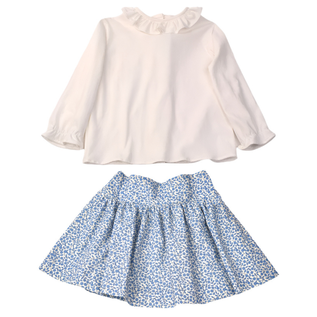 Vintage Floral Ruffle Skirt Set