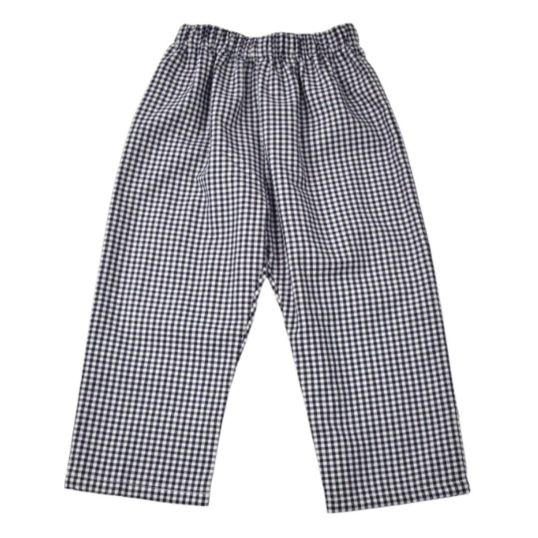 Navy Check Pants