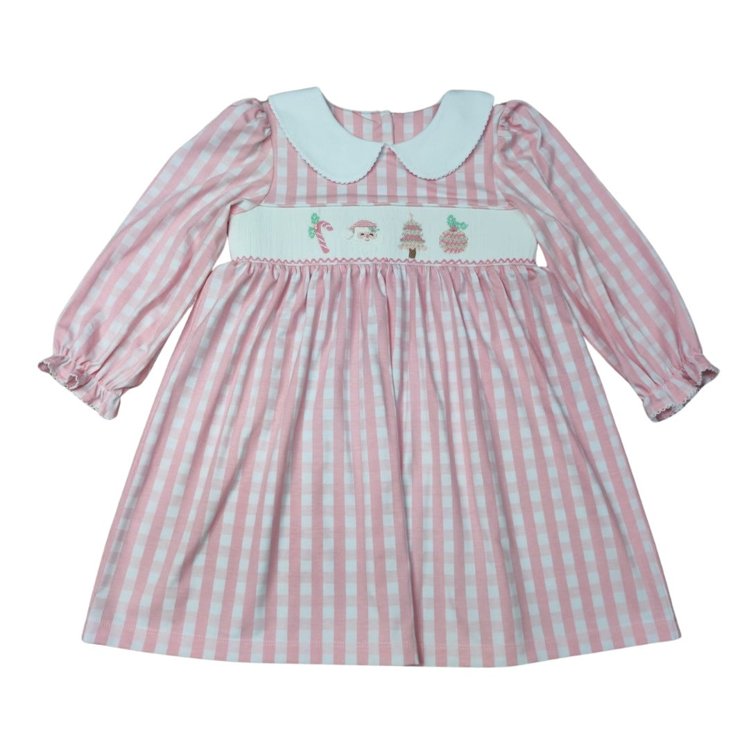 Pink Christmas Smocked Dress