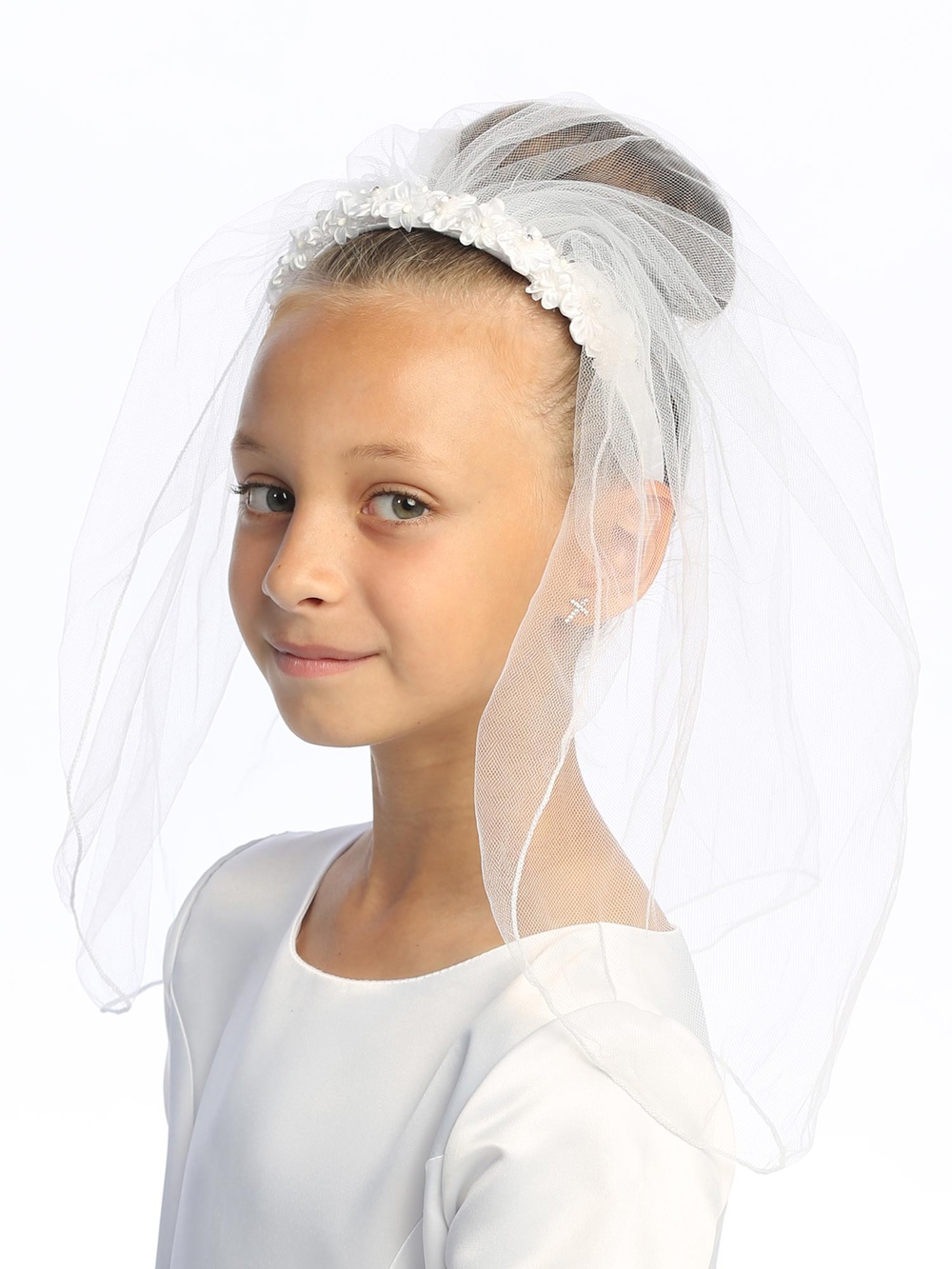 Organza Flowers 18" Veil - T-43