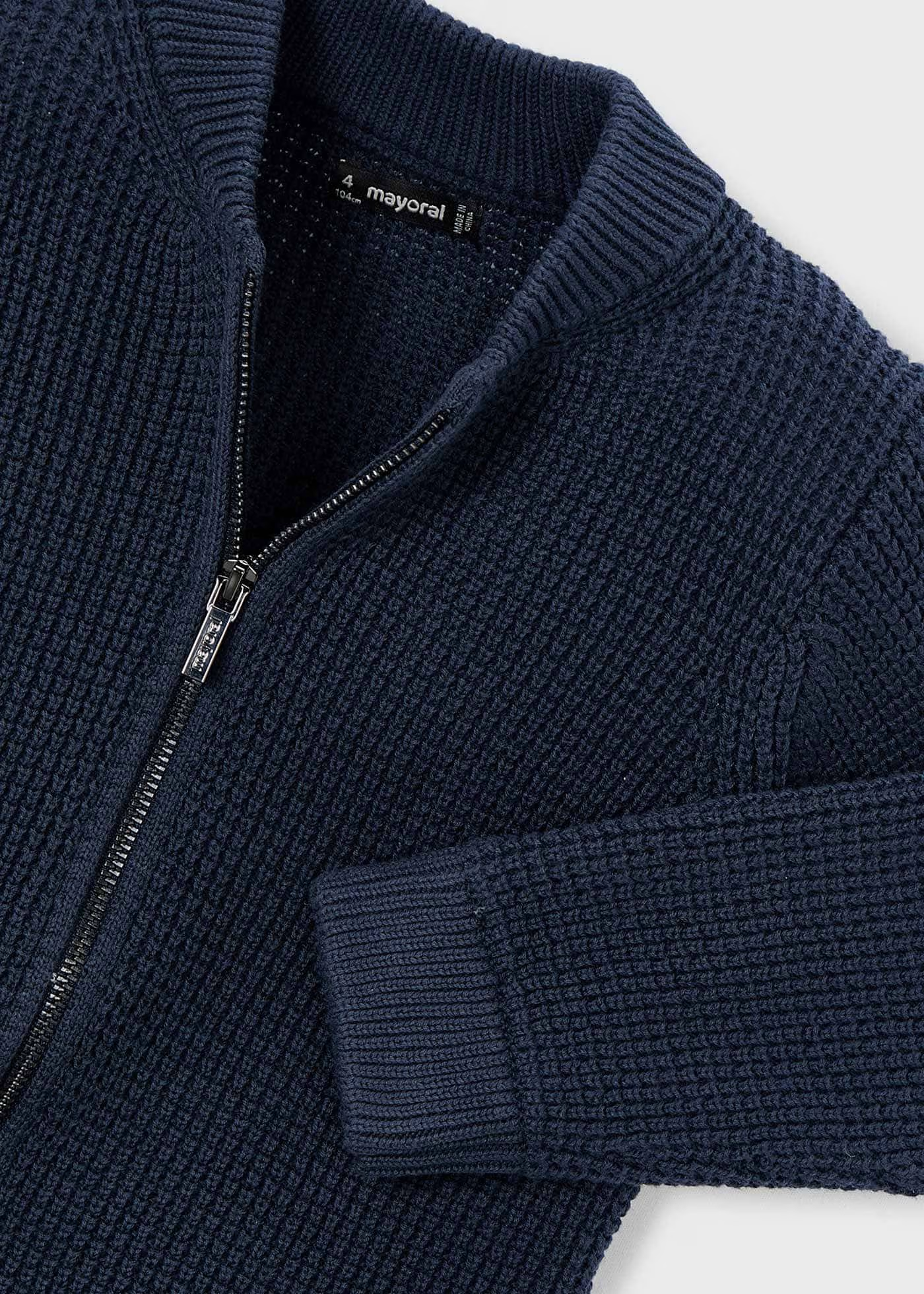 Knit Zip Cardigan - Navy