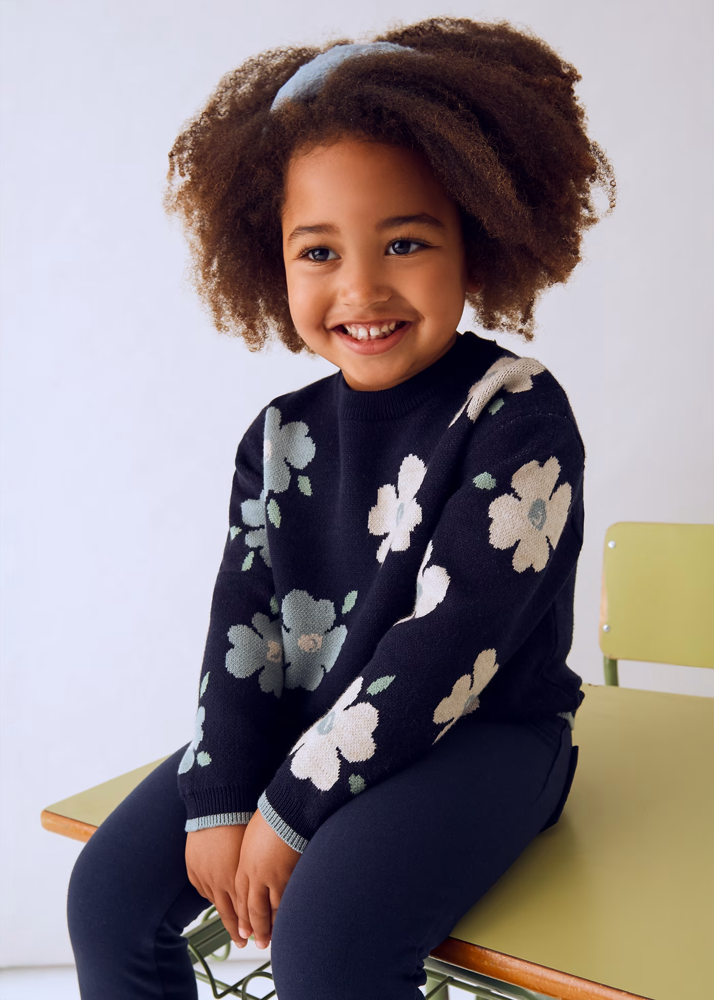 Floral Sweater - Navy