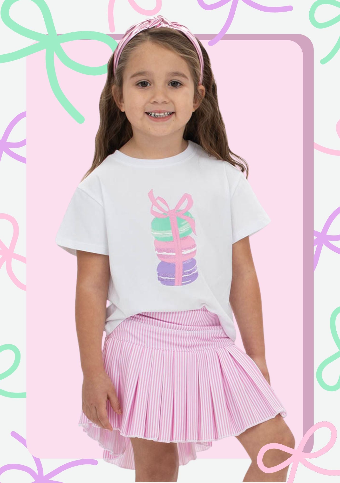 Mini Pleated Skort - Pink Stripe