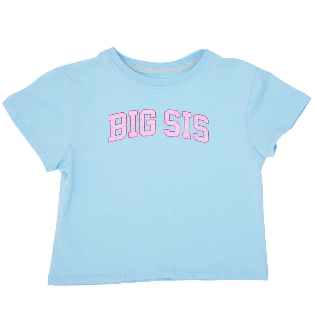 Lt. Blue Boxy Tee - Big Sis Glitter