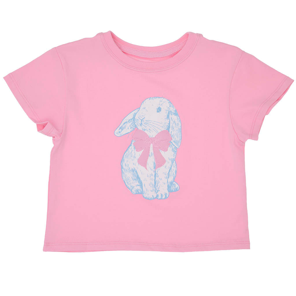 Pink Boxy Tee - Easter Bunny Bow
