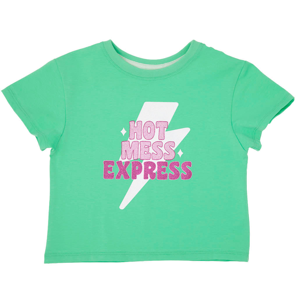 Green Boxy Tee - Glitter Hot Mess Express