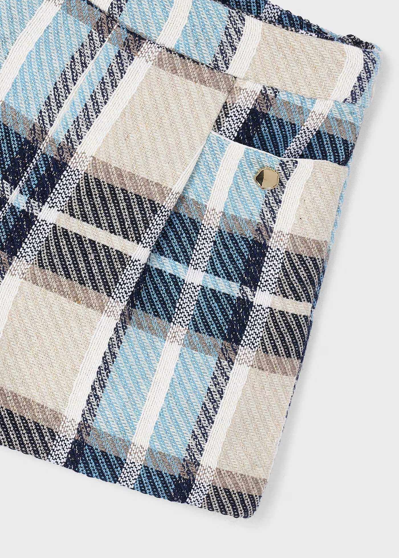 Plaid Pleat Shorts - Navy