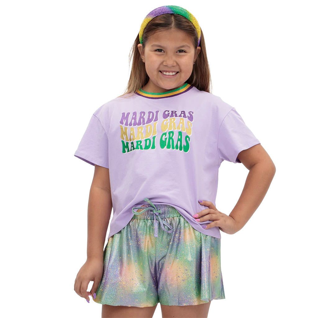 Mardi Gras Glitter Boxy Tee
