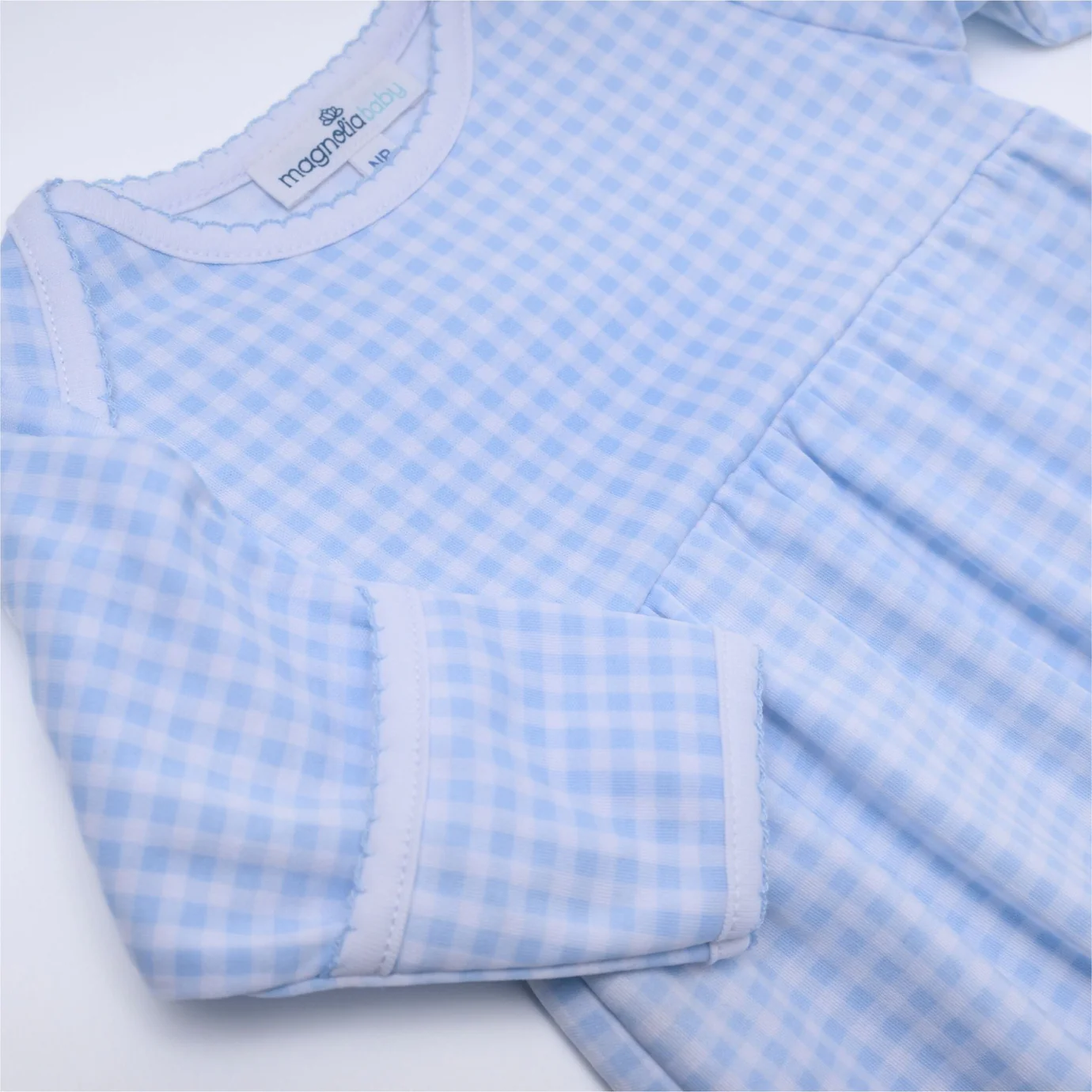 Mini Checks Gath. Gown - Blue