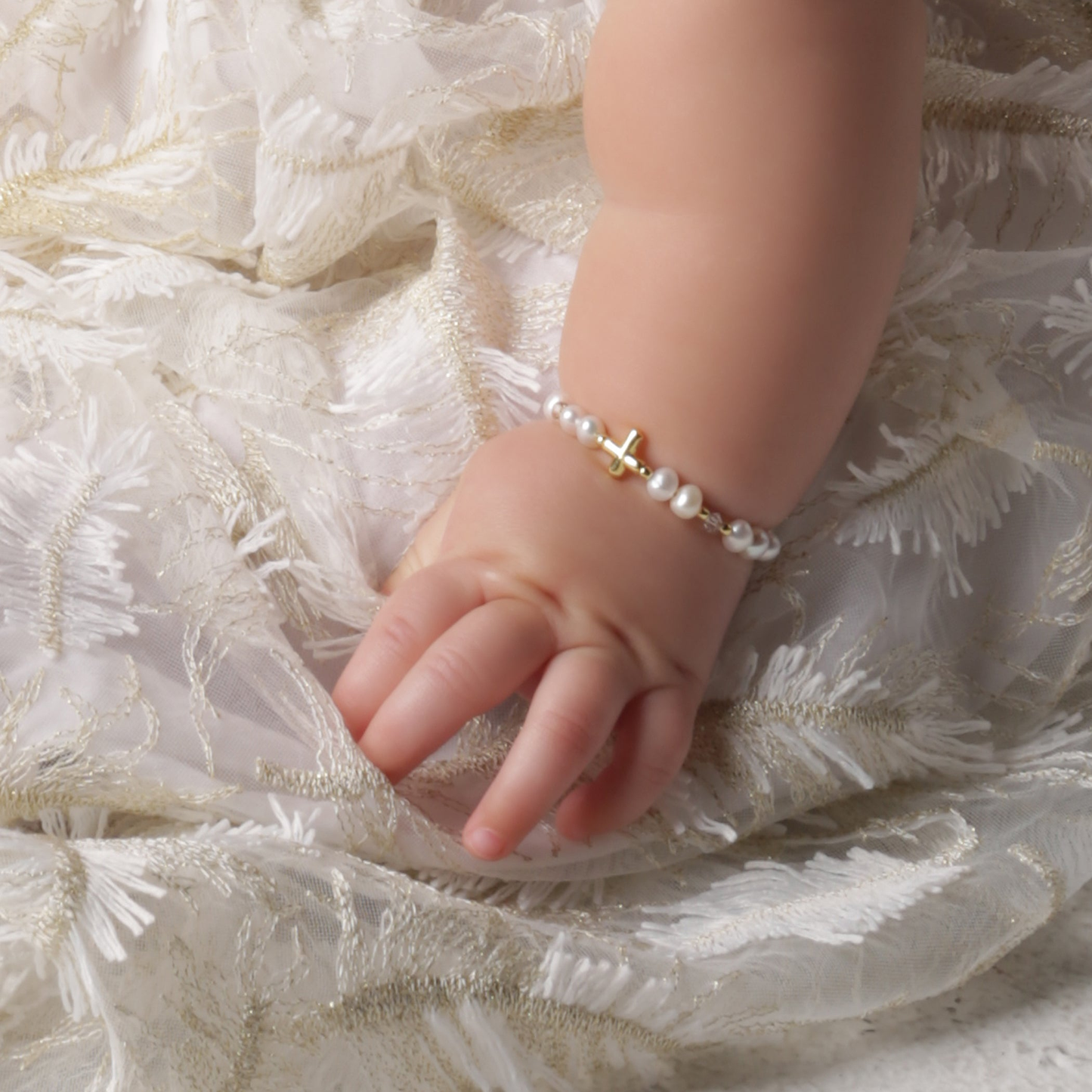 Pearl Cross Bracelet - 14K Gold