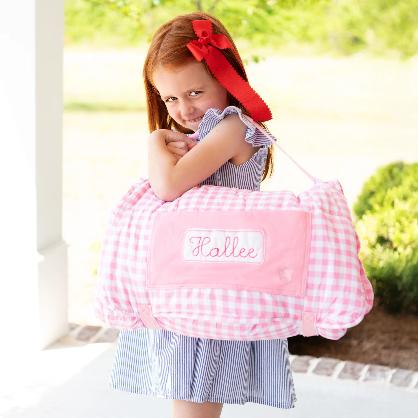 Pink Gingham Nap Mat