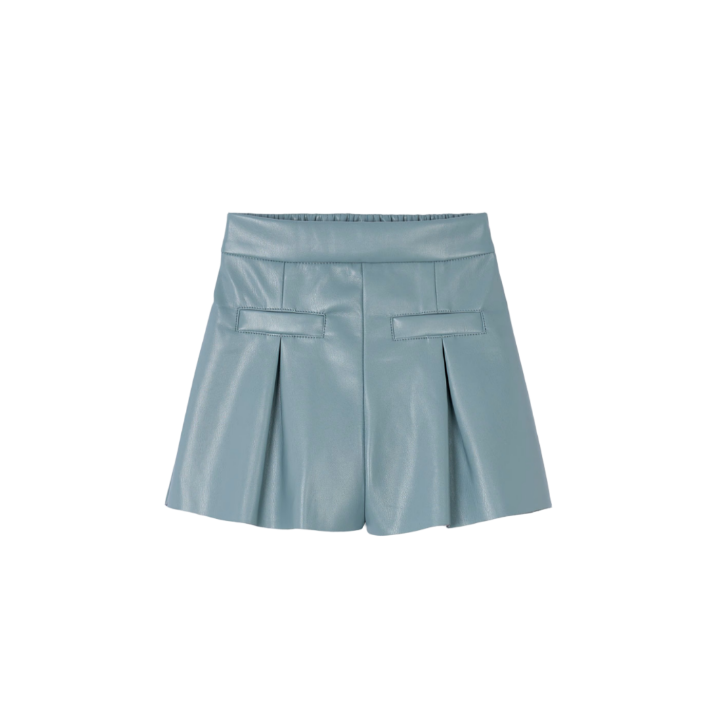 Pleat Leather Shorts - Sage