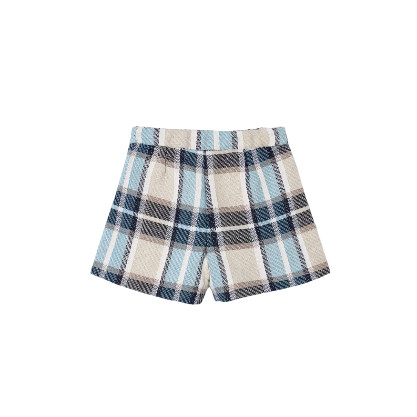 Plaid Pleat Shorts - Navy