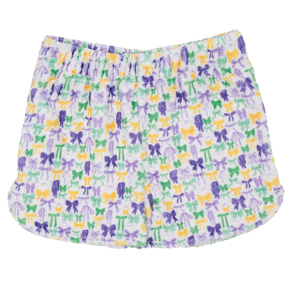 Mardi Gras Bows Fuzzy Short