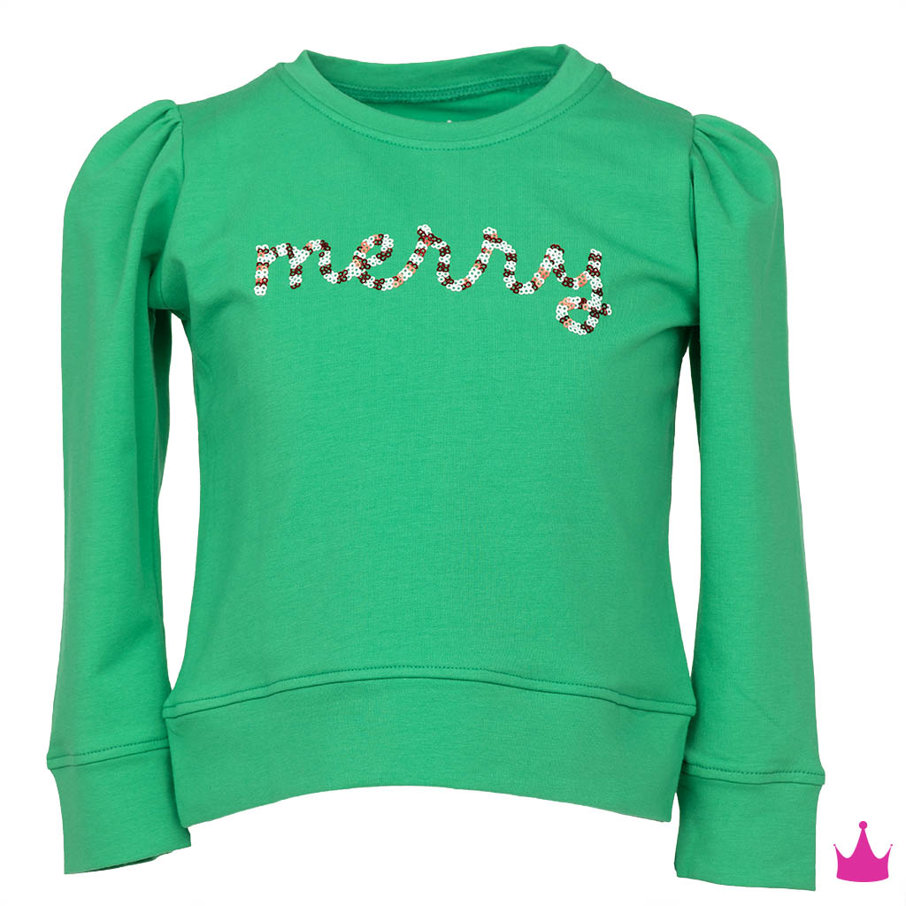Green Sweatshirt-Sequin Merry