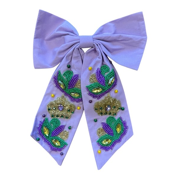 Mardi Gras Crown & Mask Bow