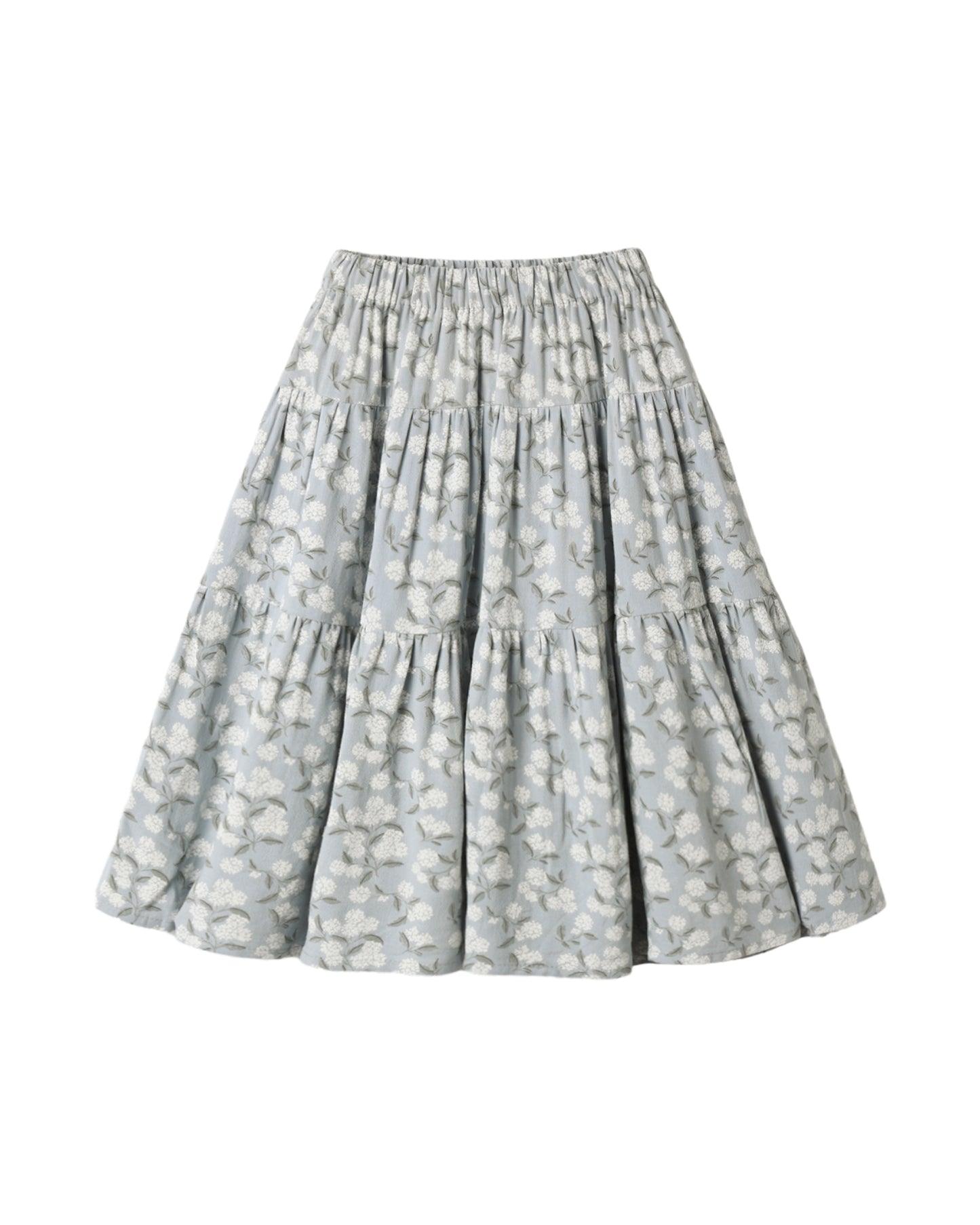 TIERED MIDI SKIRT LIGHT BLUE