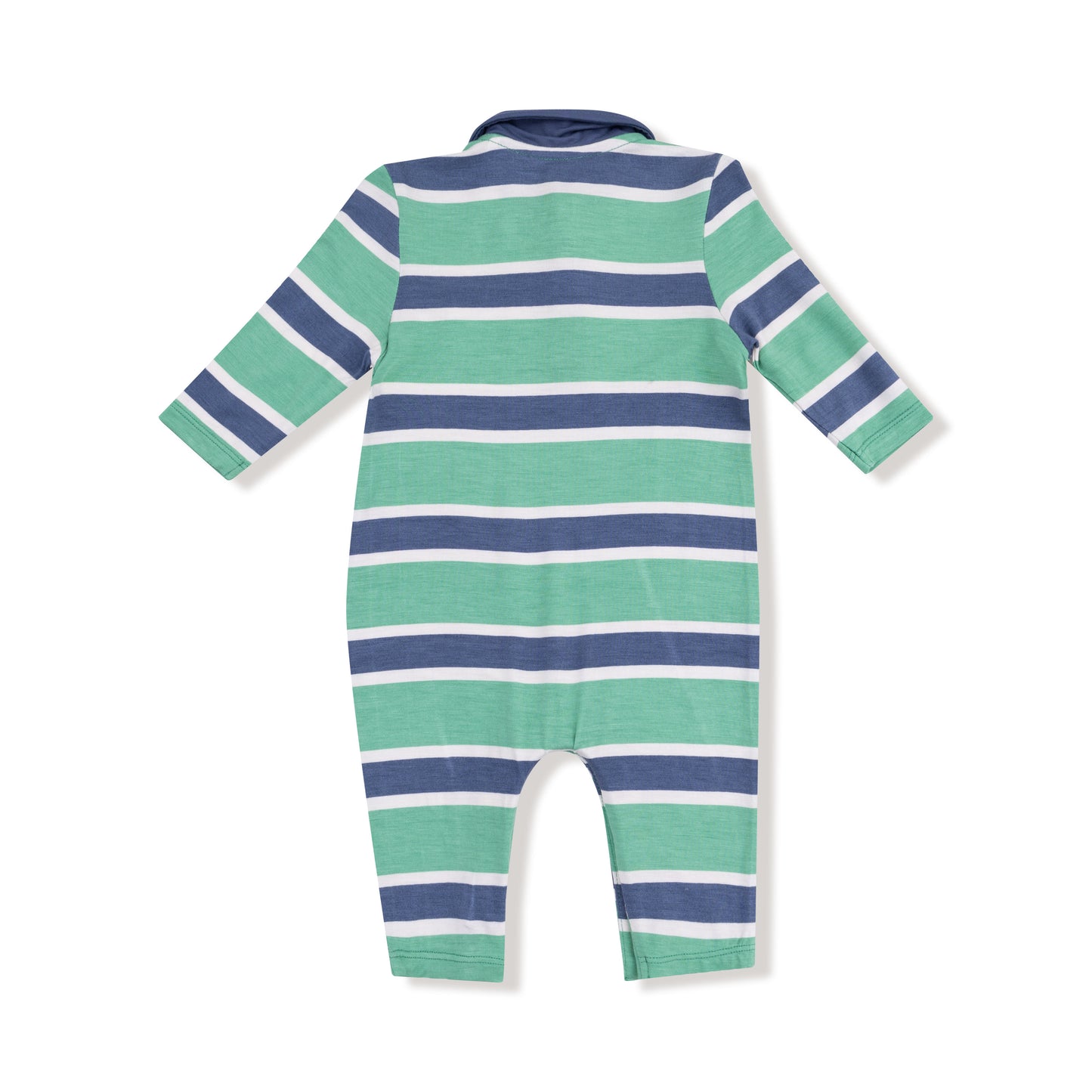 Green/Navy Stripe - Polo Romper